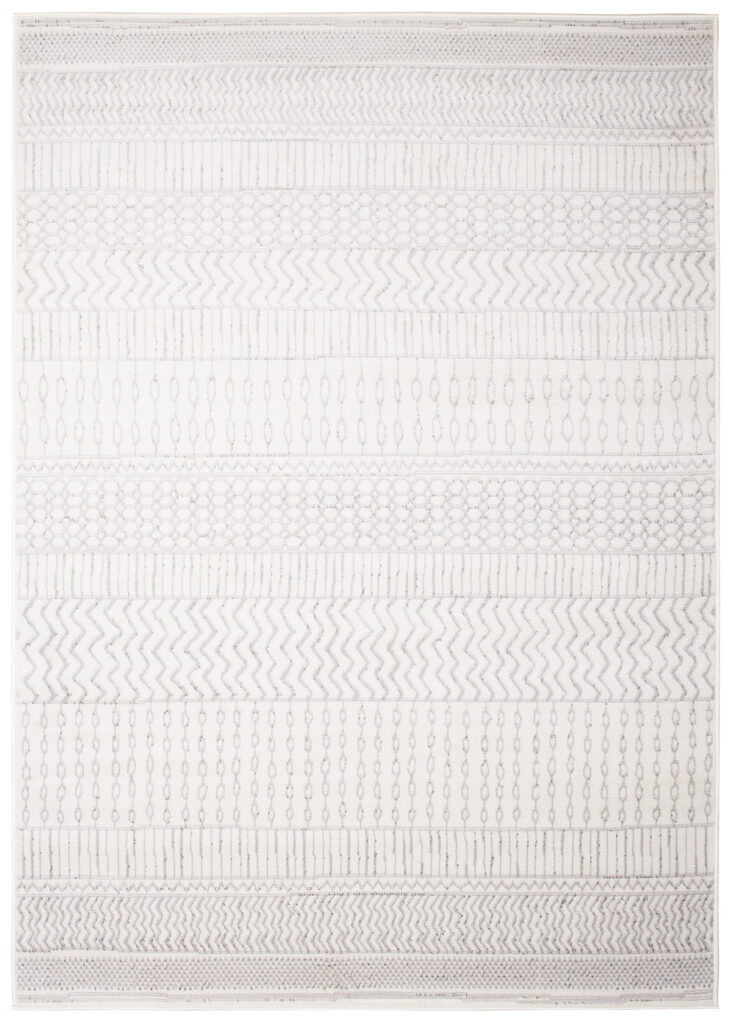 Teppich Juno Kurzflor Creme Grau Boho Stil Ethno Muster