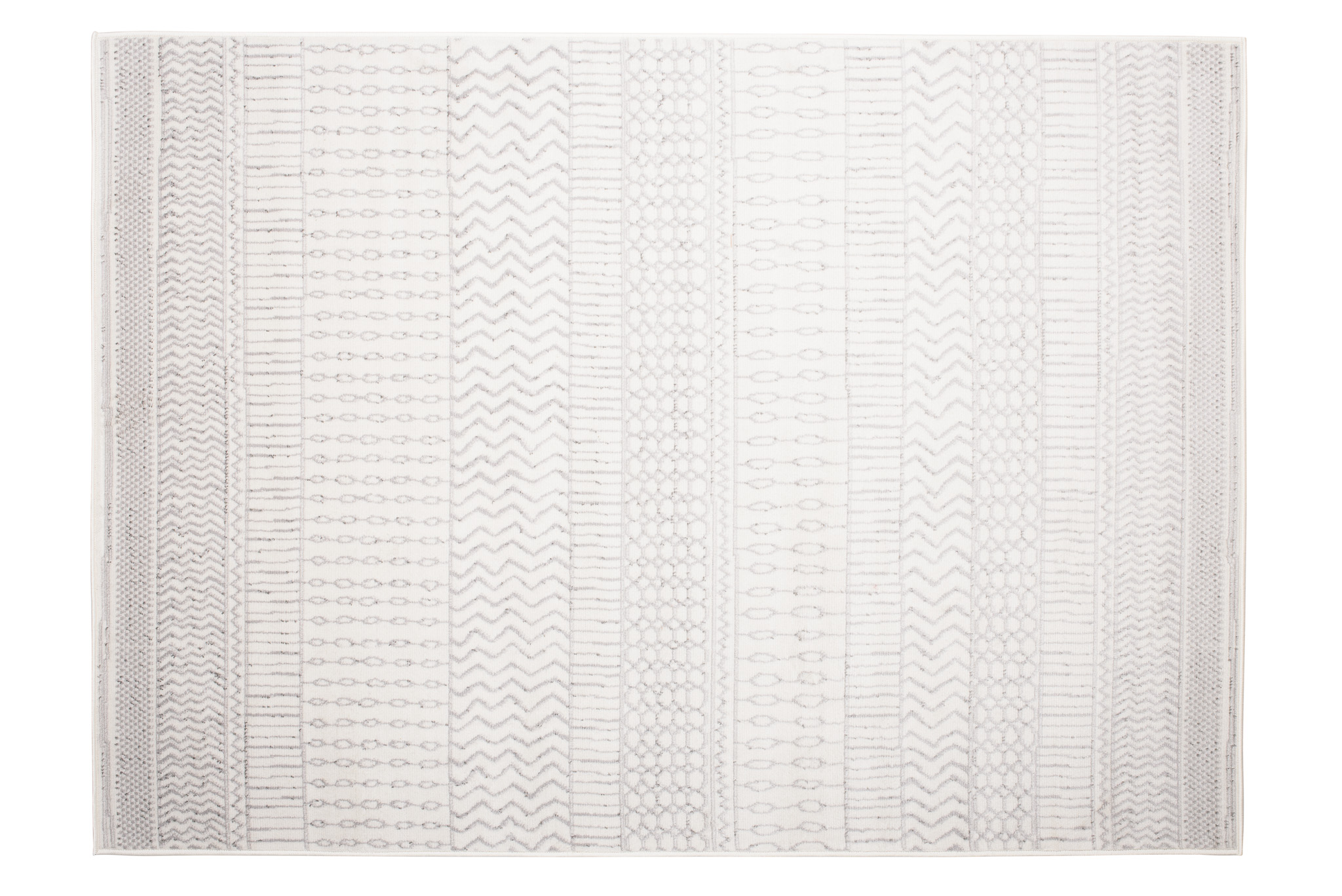 Teppich Juno Kurzflor Creme Grau Boho Stil Ethno Muster