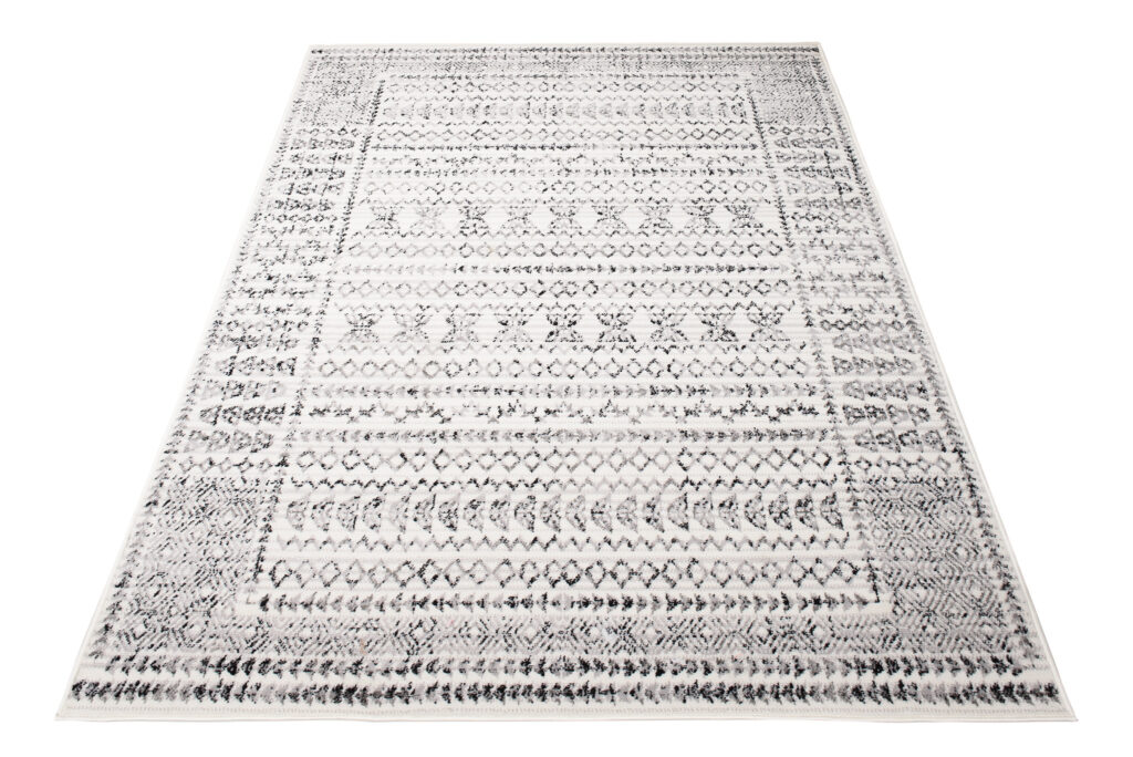 Teppich Juno Kurzflor Creme Grau Schwarz Ethno Boho