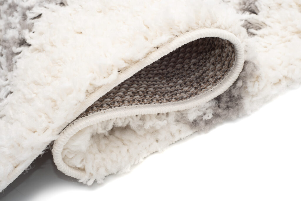 Teppich Boho mit Fransen Creme Gitter Shaggy