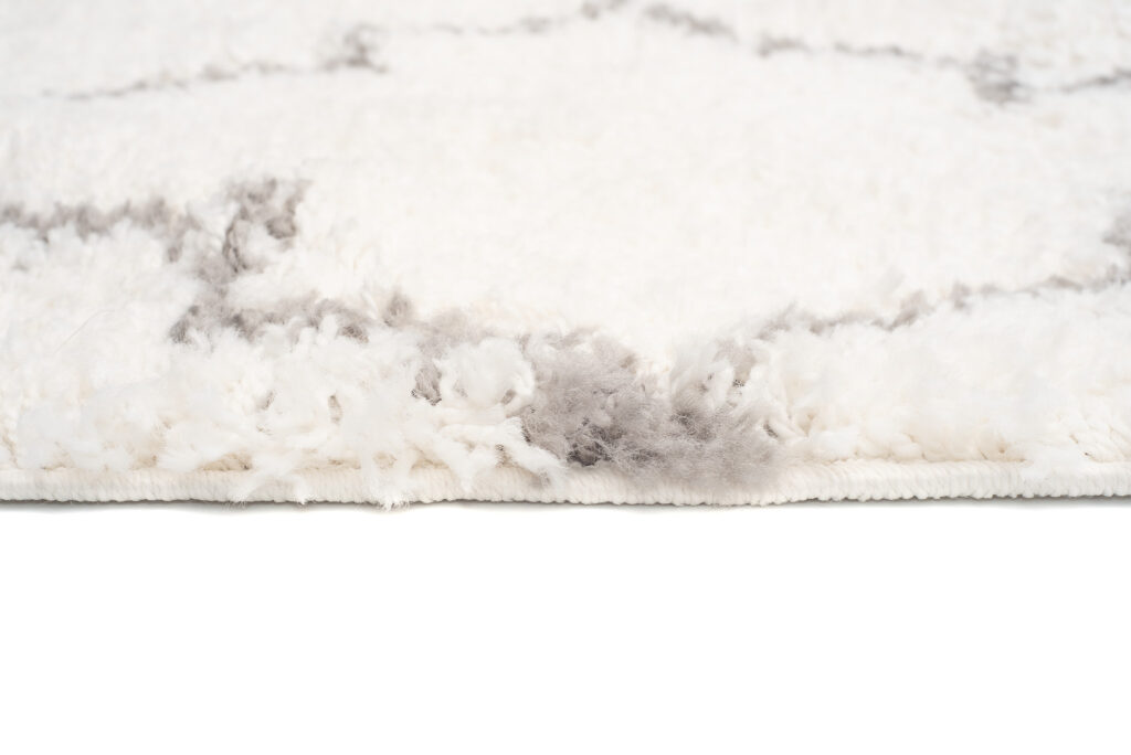 Teppich Boho mit Fransen Creme Marokkanisch Kleeblatt
