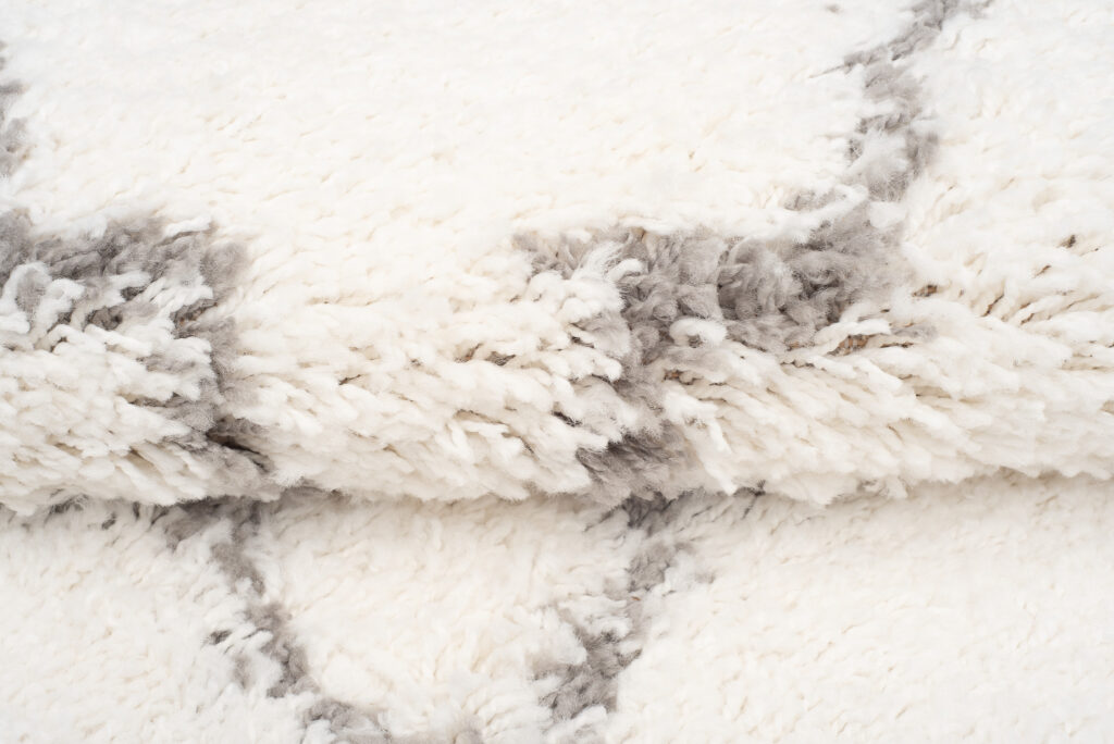 Teppich Boho mit Fransen Creme Marokkanisch Kleeblatt