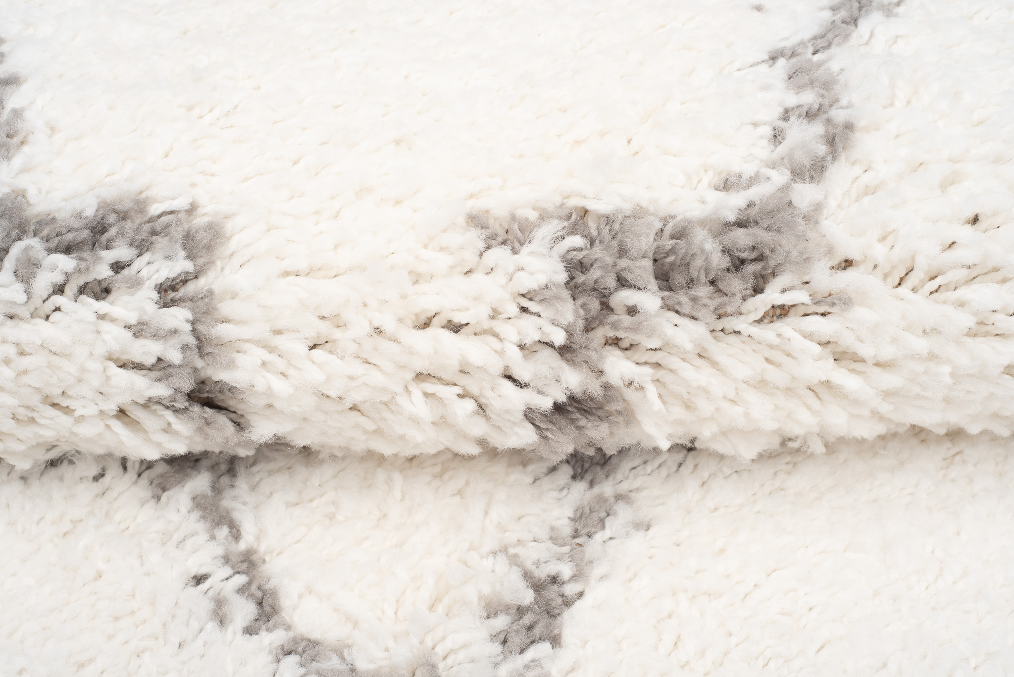 Teppich Boho mit Fransen Creme Marokkanisch Kleeblatt