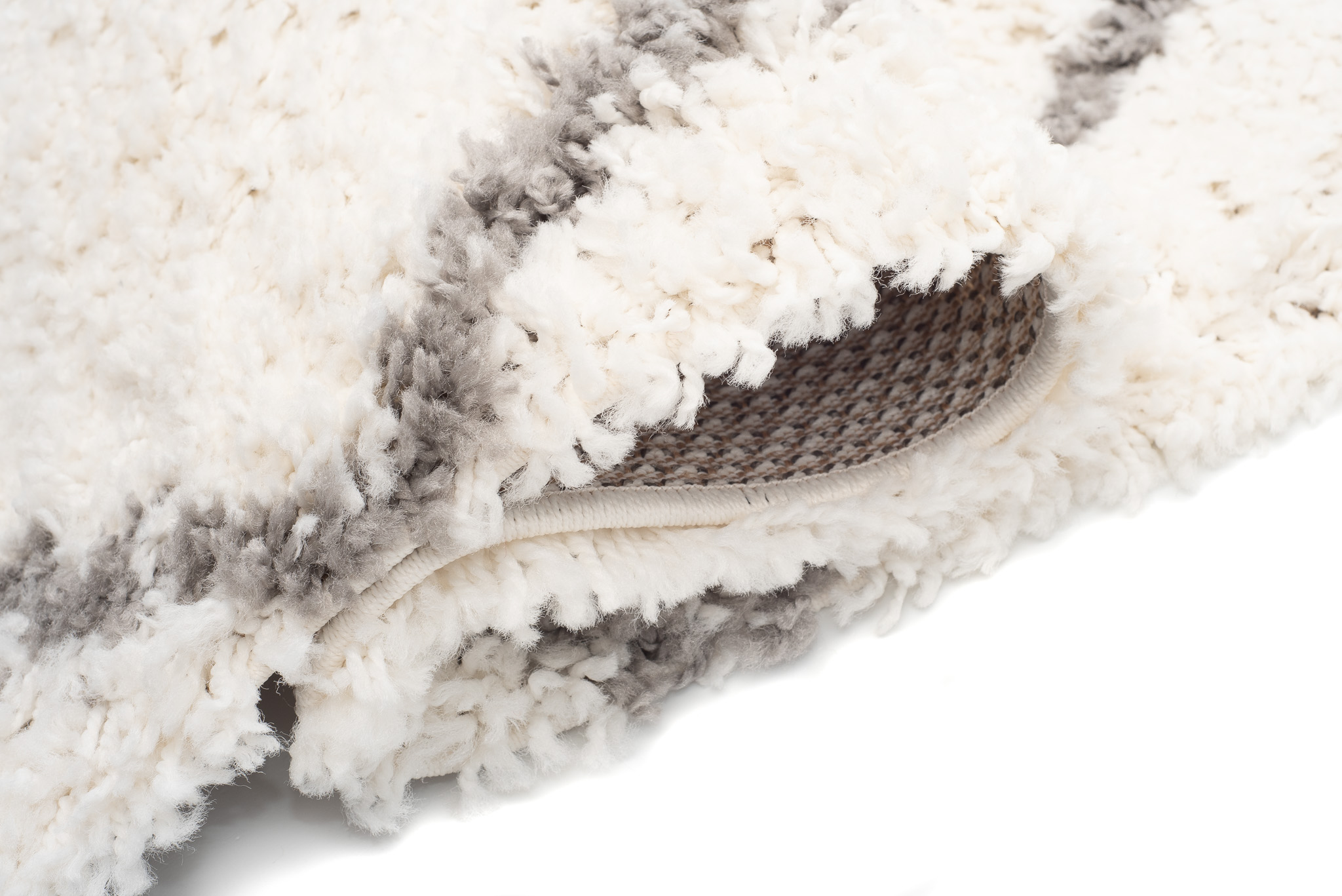 Teppich Boho mit Fransen Creme Rauten Shaggy