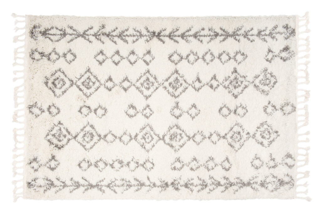 Teppich Boho mit Fransen Creme Geometrisch Shaggy