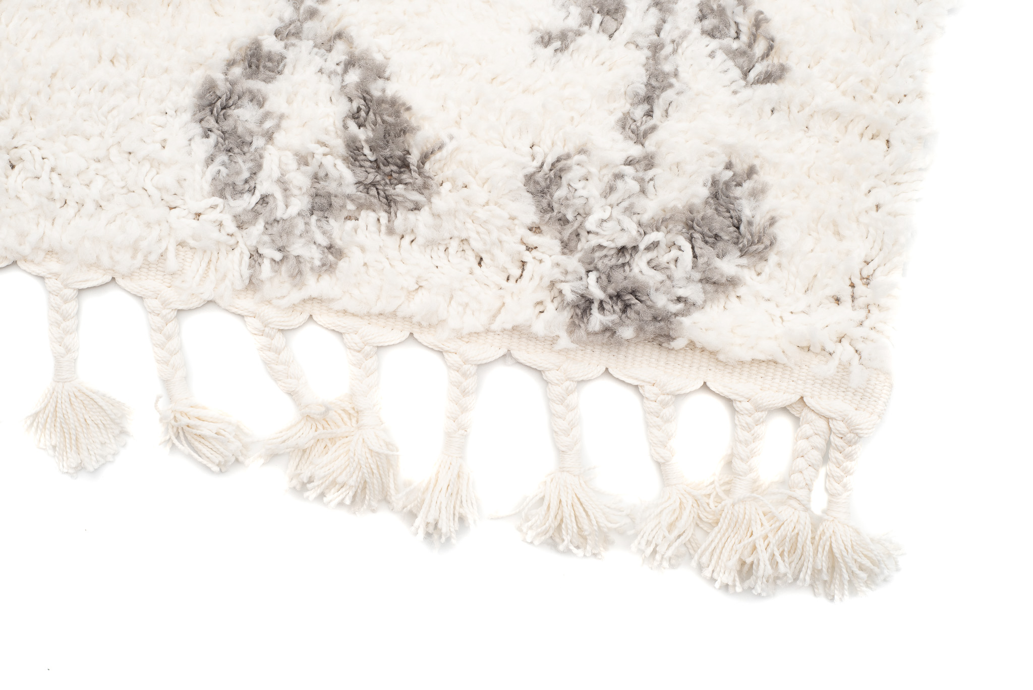 Teppich Boho mit Fransen Creme Geometrisch Shaggy