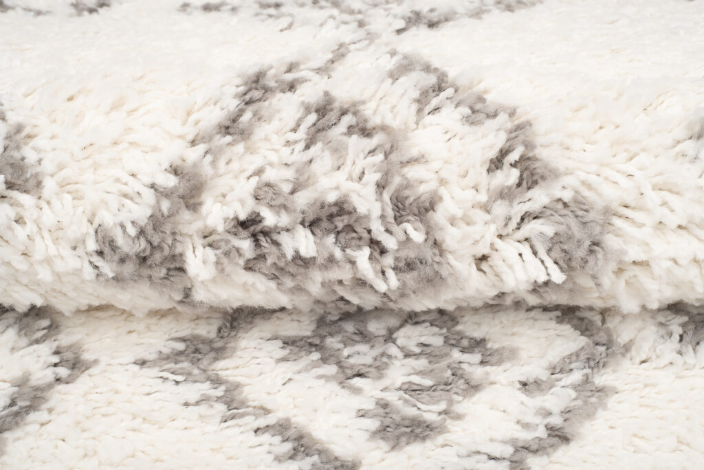 Teppich Boho mit Fransen Creme Geometrisch Shaggy