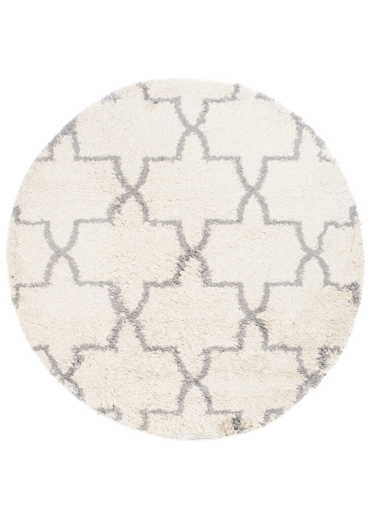 Teppich Boho Rund Creme Marokkanisch Kleeblatt