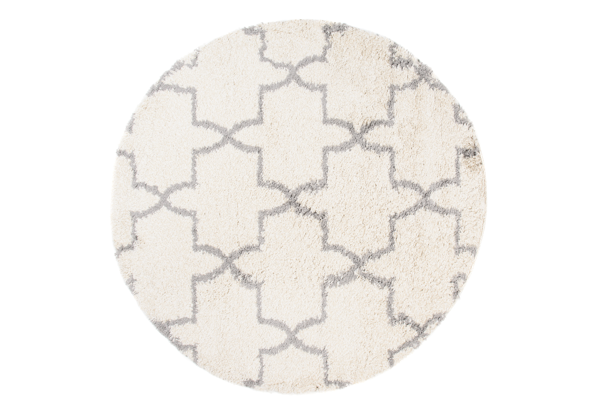 Teppich Boho Rund Creme Marokkanisch Kleeblatt