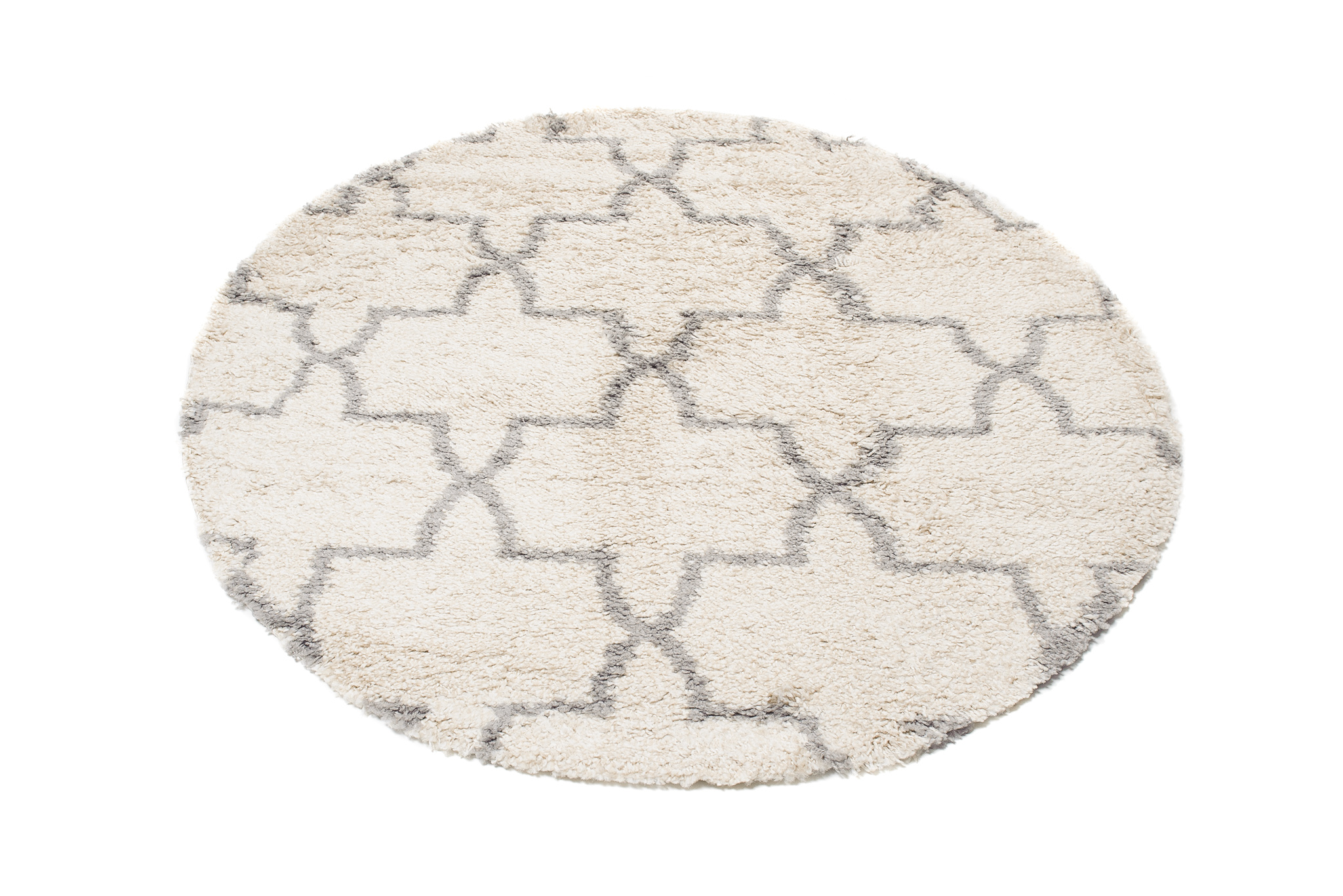 Teppich Boho Rund Creme Marokkanisch Kleeblatt