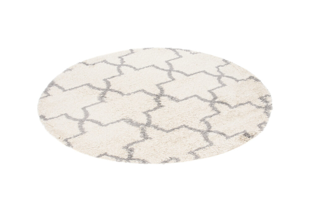 Teppich Boho Rund Creme Marokkanisch Kleeblatt