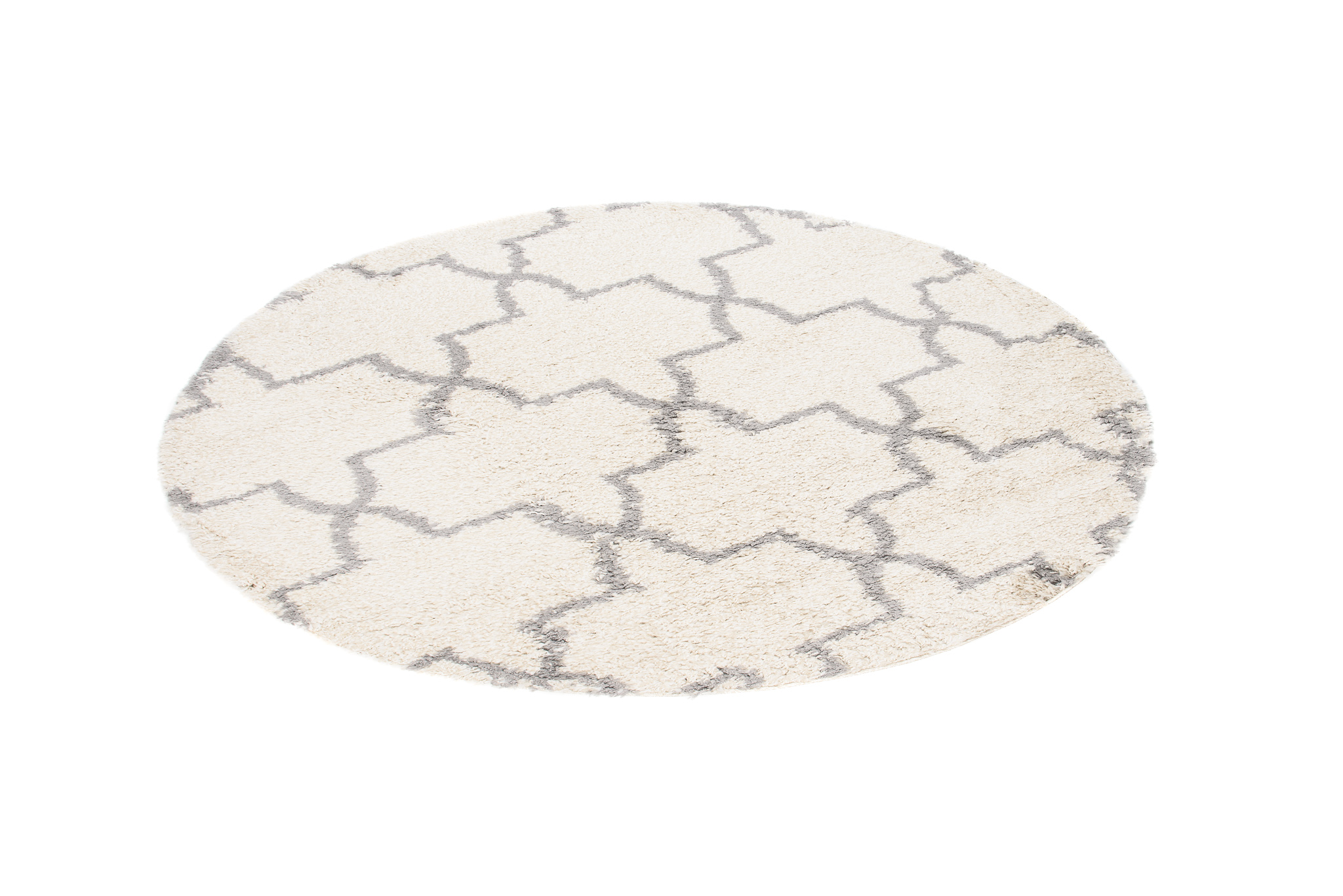Teppich Boho Rund Creme Marokkanisch Kleeblatt