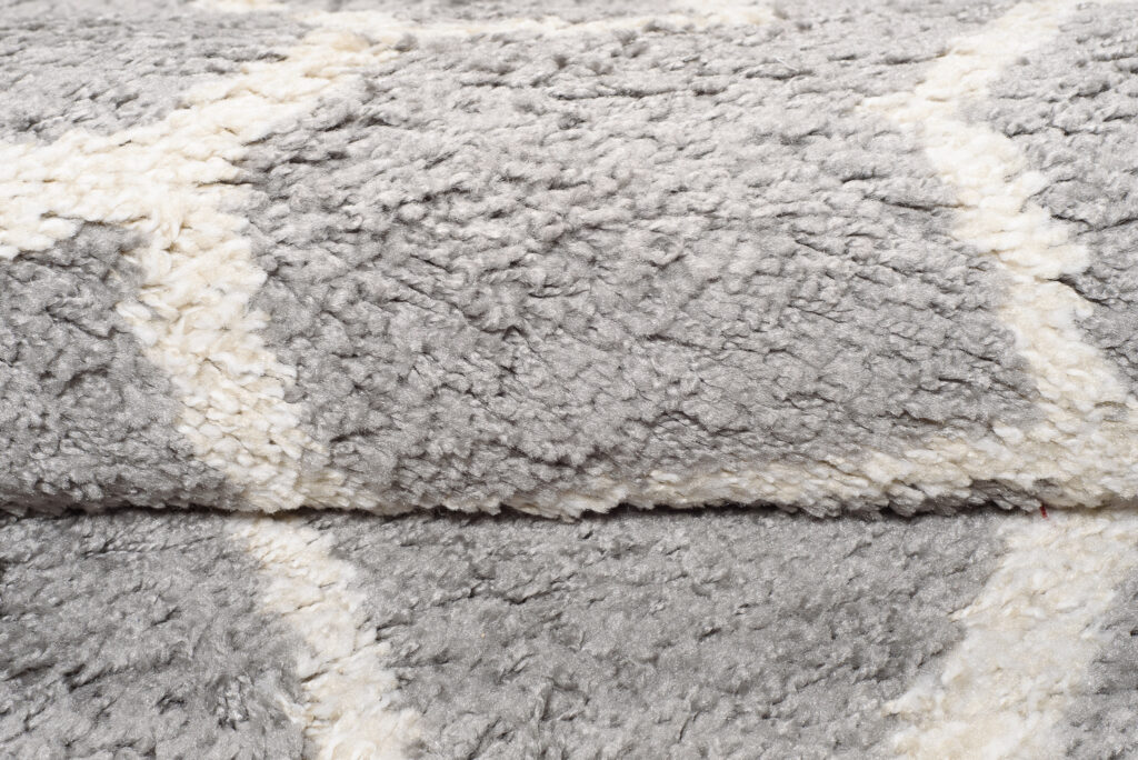 Teppich Boho Rund Grau Geometrisch Shaggy