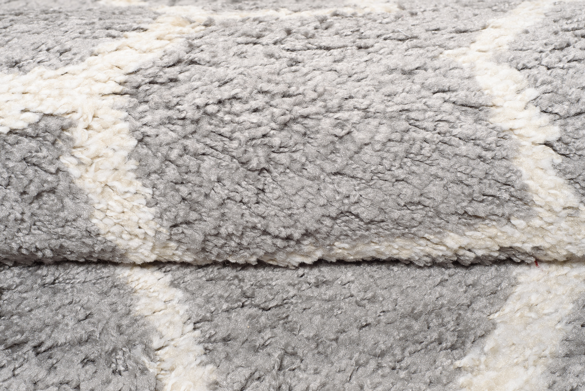 Teppich Boho Rund Grau Geometrisch Shaggy