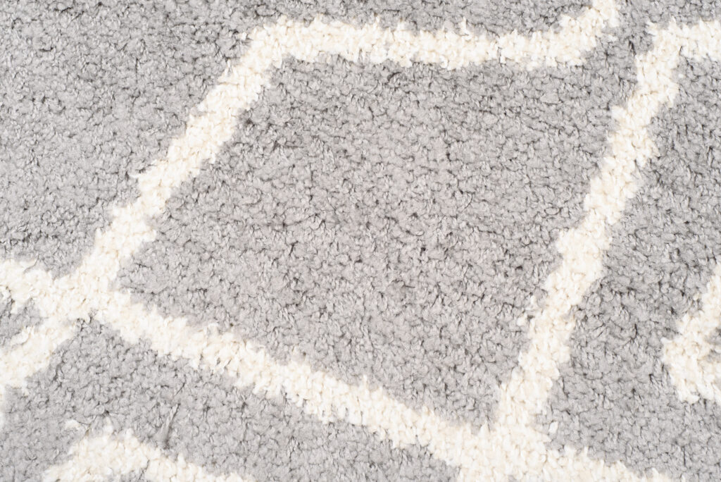 Teppich Boho Rund Grau Zigzag Shaggy