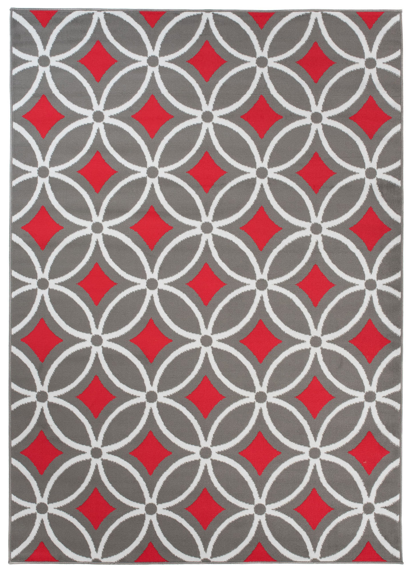 Teppich Maya Grau Rot Geometrisch Mosaik