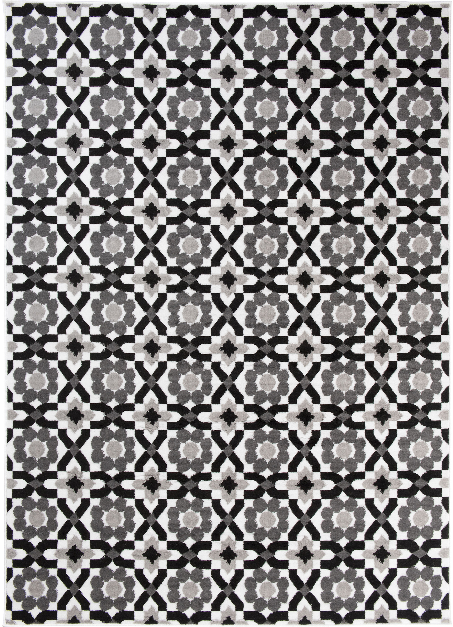 Teppich Maya Grau Blumen Mosaik
