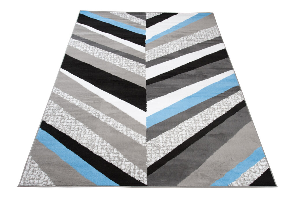 Teppich Maya Grau Blau Geometrisch Linien