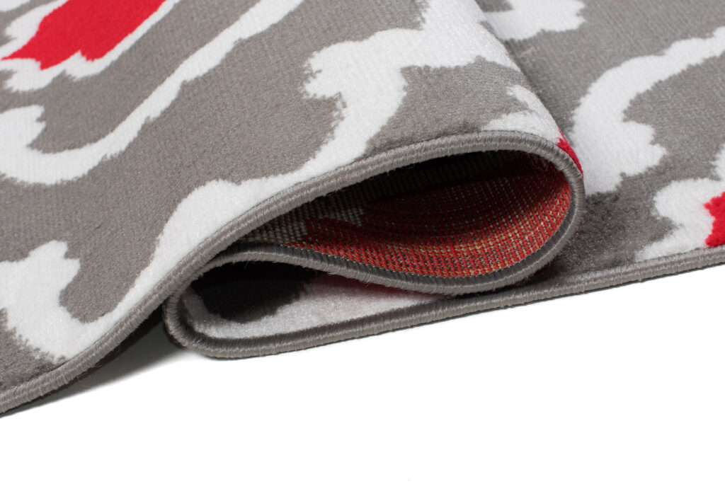 Teppich Maya Grau Rot Geometrisch Gitter