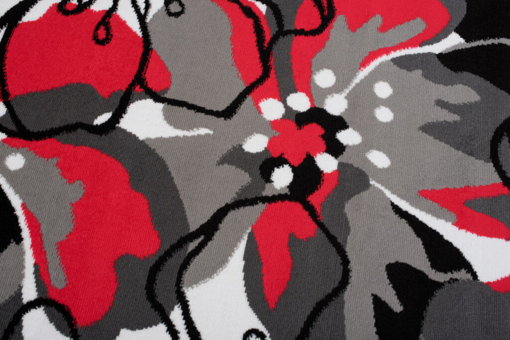 Teppich Maya Grau Rot Blumen