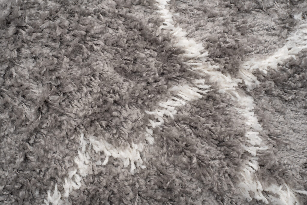 Teppich Boho mit Fransen Grau Marokkanisch Kleeblatt