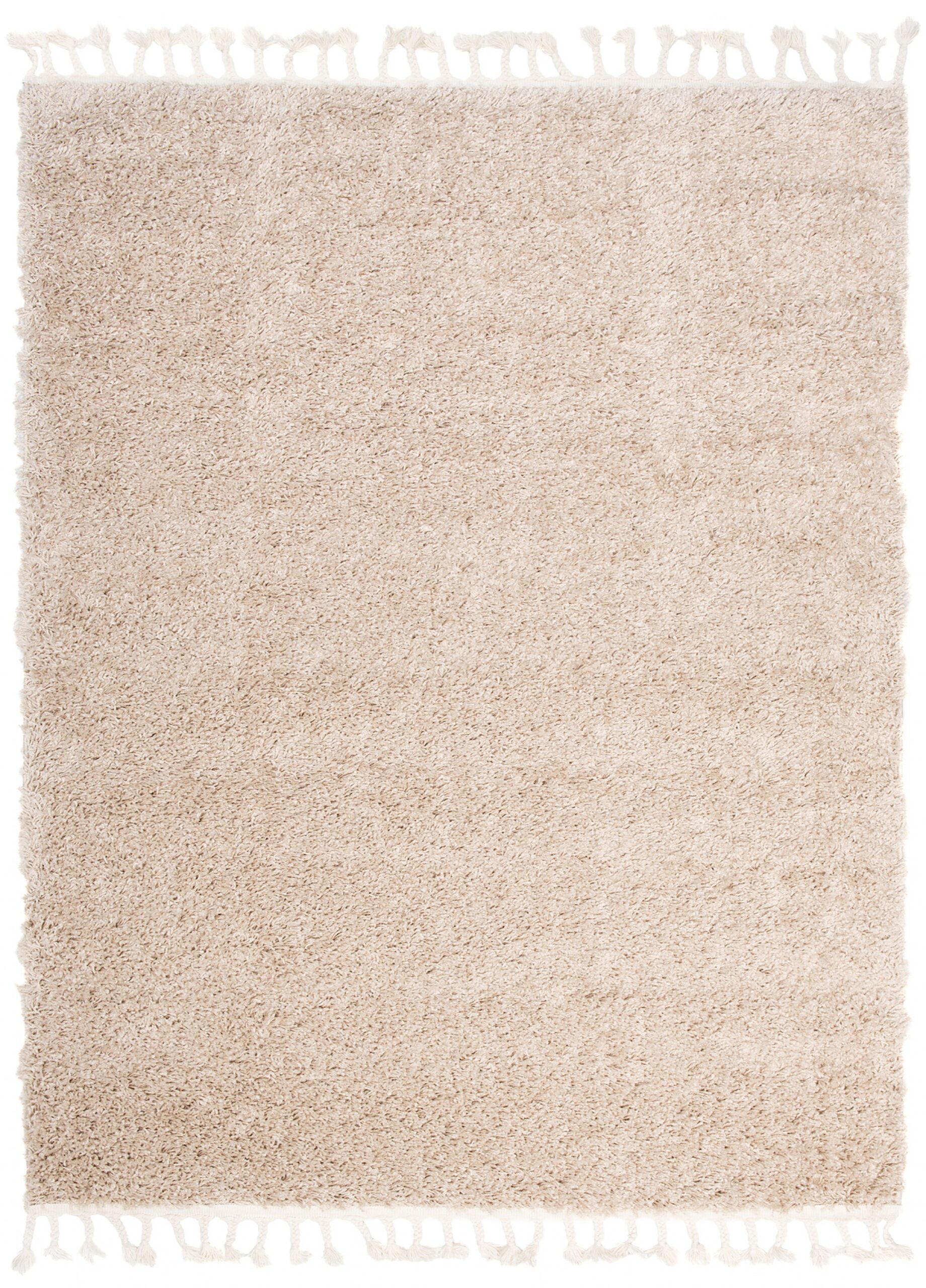 Teppich Boho mit Fransen Beige Shaggy