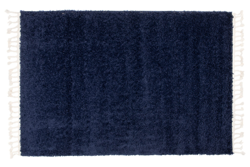 Teppich Boho mit Fransen Marineblau Shaggy