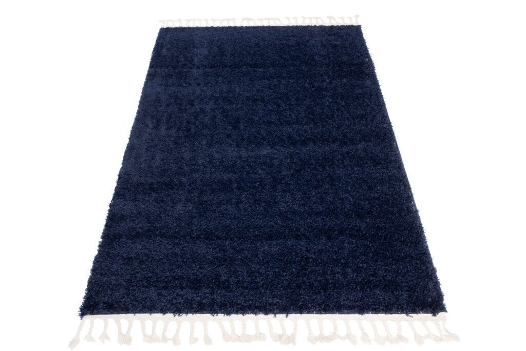 Teppich Boho mit Fransen Marineblau Shaggy