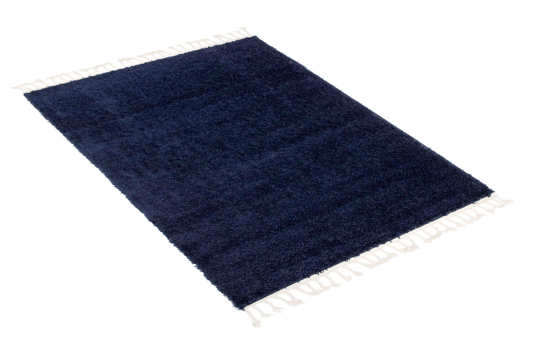 Teppich Boho mit Fransen Marineblau Shaggy