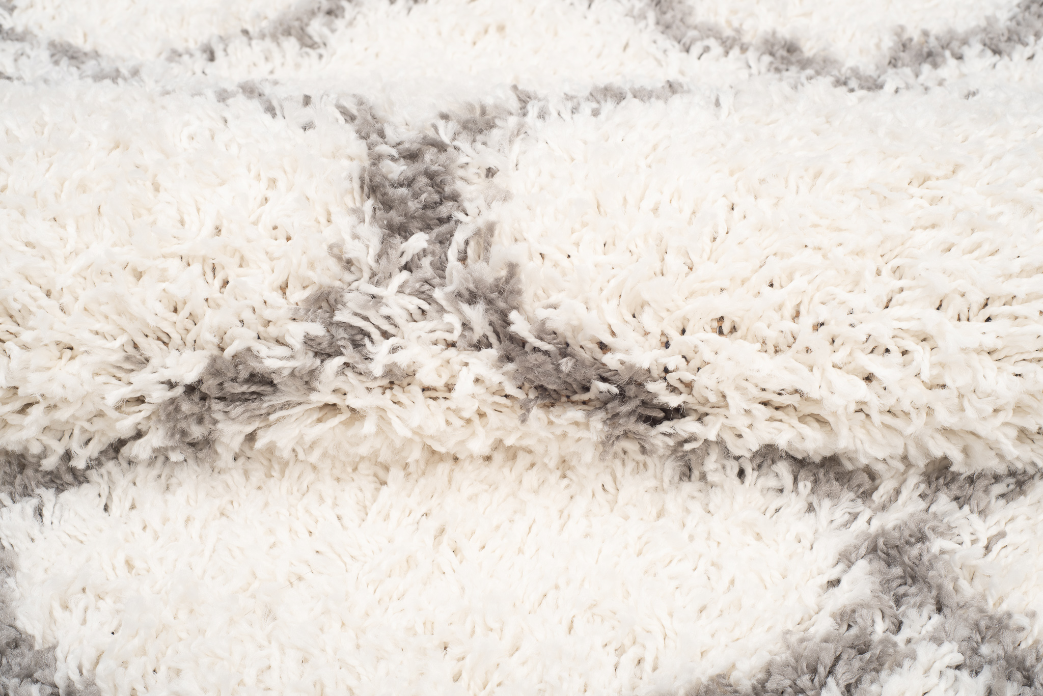 Teppich Boho mit Fransen Creme Gitter Shaggy