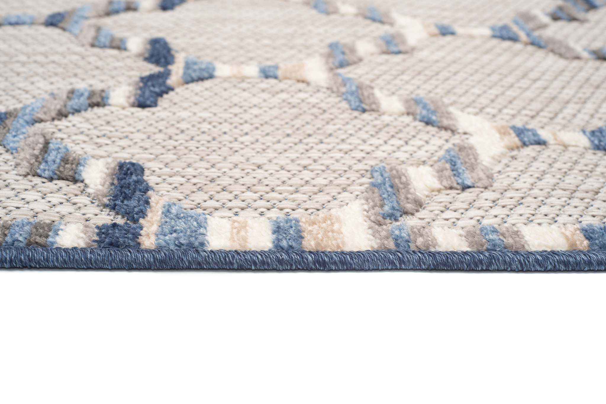 Teppich Outdoor Patio Grau Blau Gitter