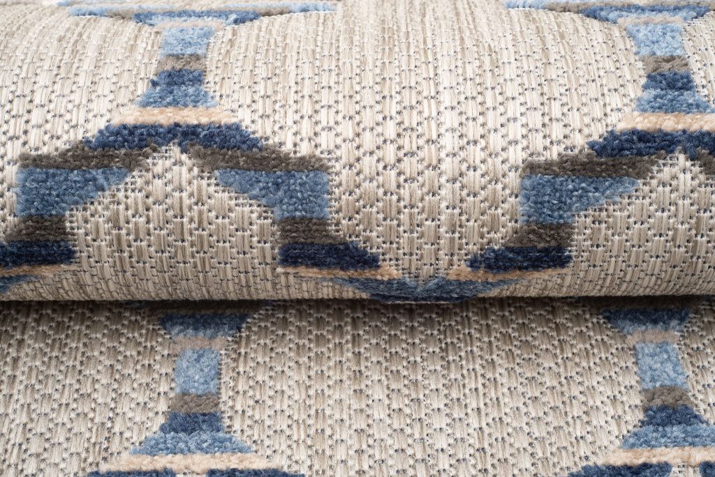 Teppich Outdoor Patio Grau Blau Gitter