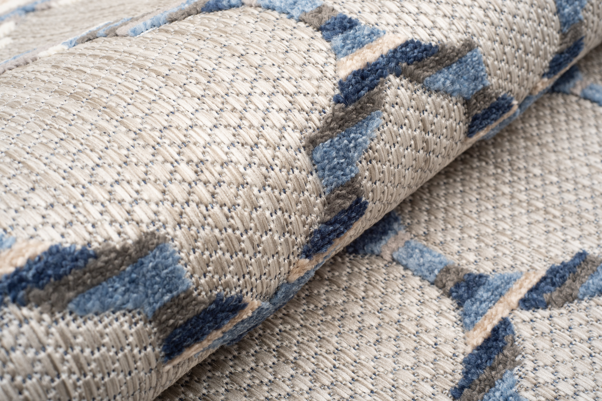 Teppich Outdoor Patio Grau Blau Gitter
