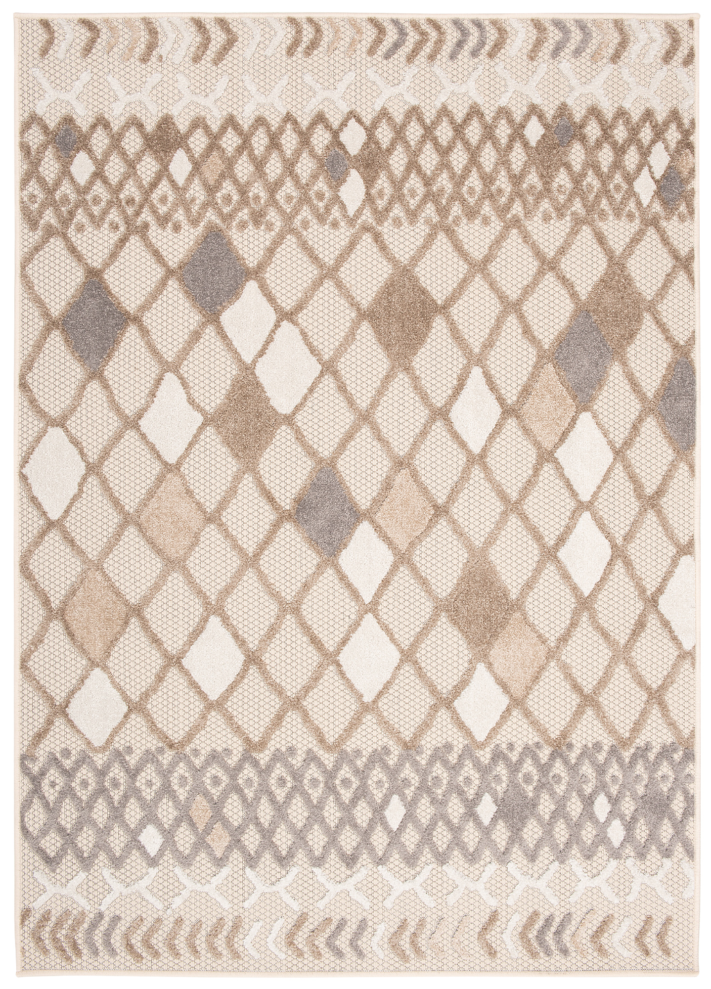 Teppich Outdoor Patio Grau Creme Ethno