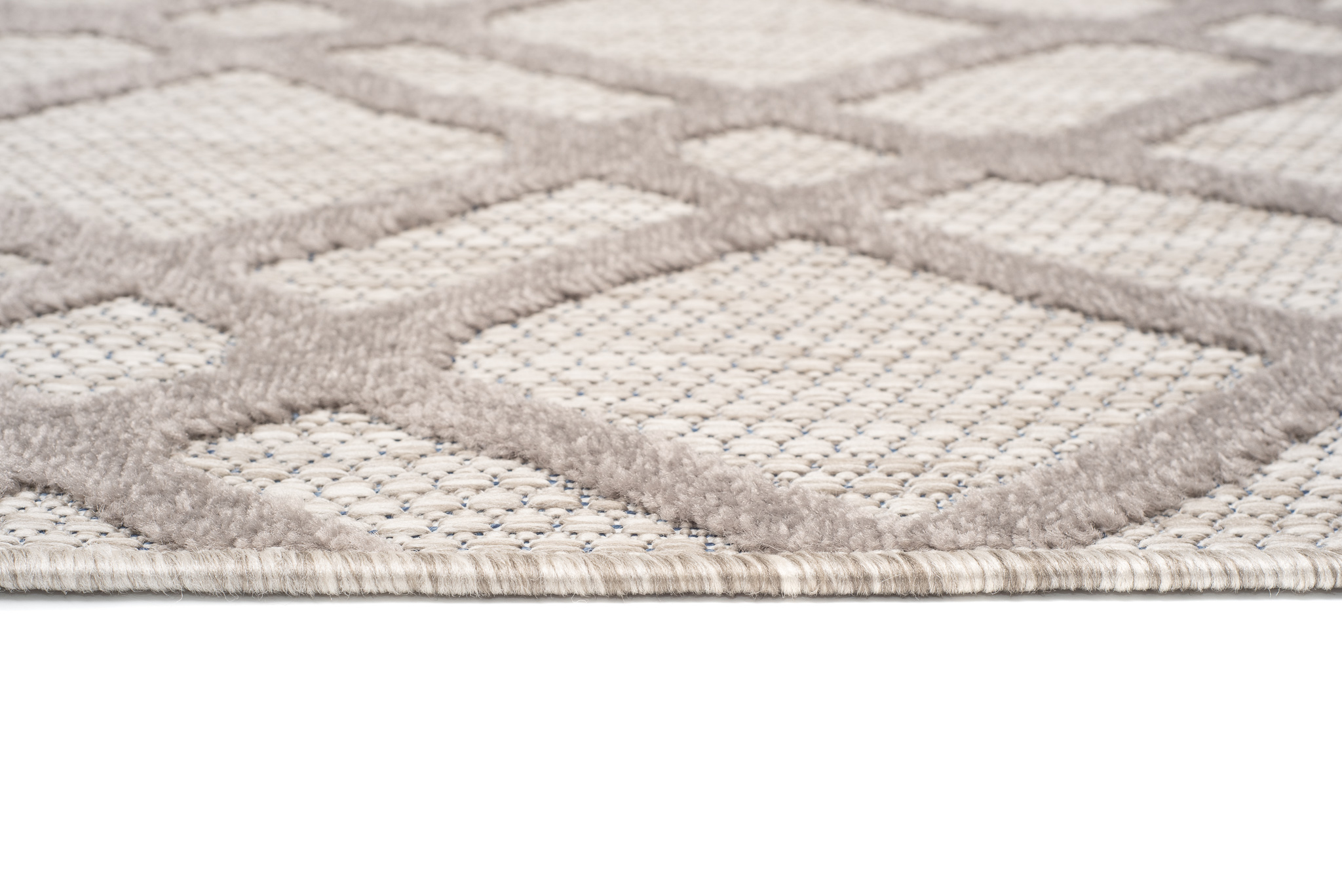 Teppich Outdoor Patio Beige Grau Gitter