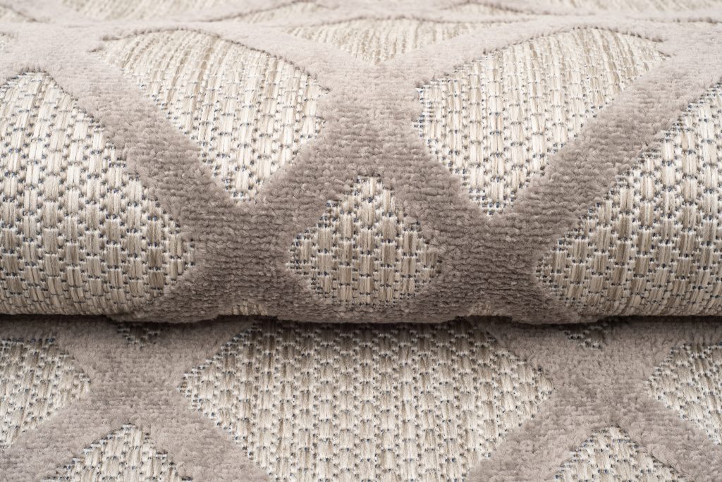 Teppich Outdoor Patio Beige Grau Gitter