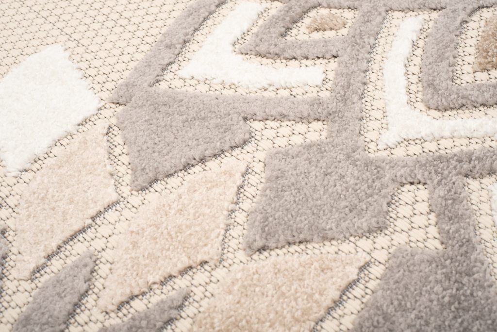 Teppich Outdoor Patio Creme Grau Blumen