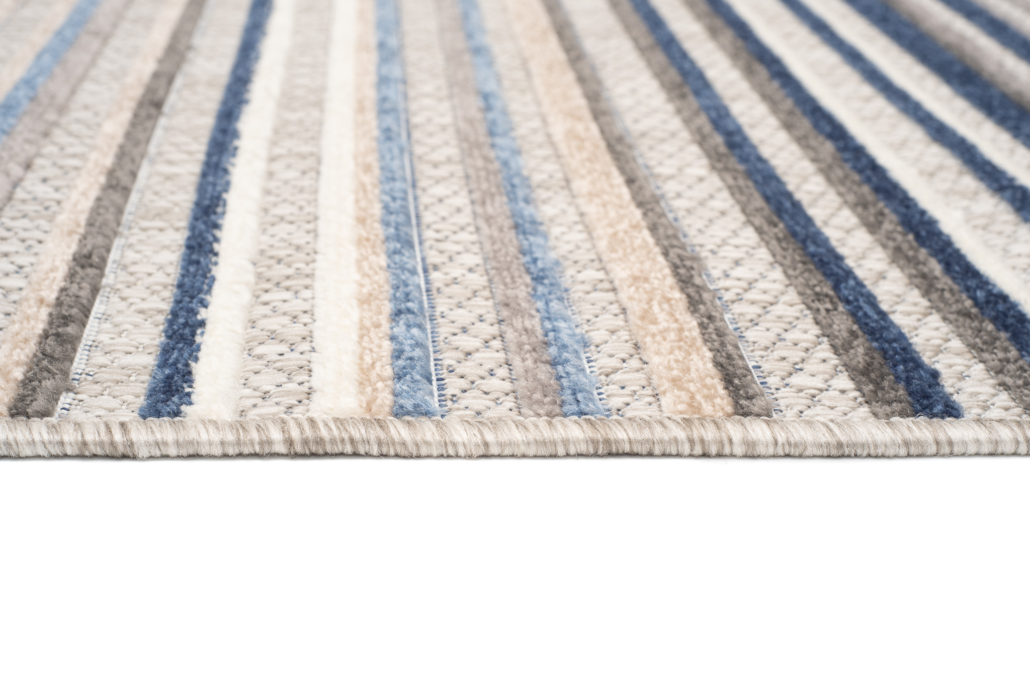 Teppich Outdoor Patio Grau Blau Streifen