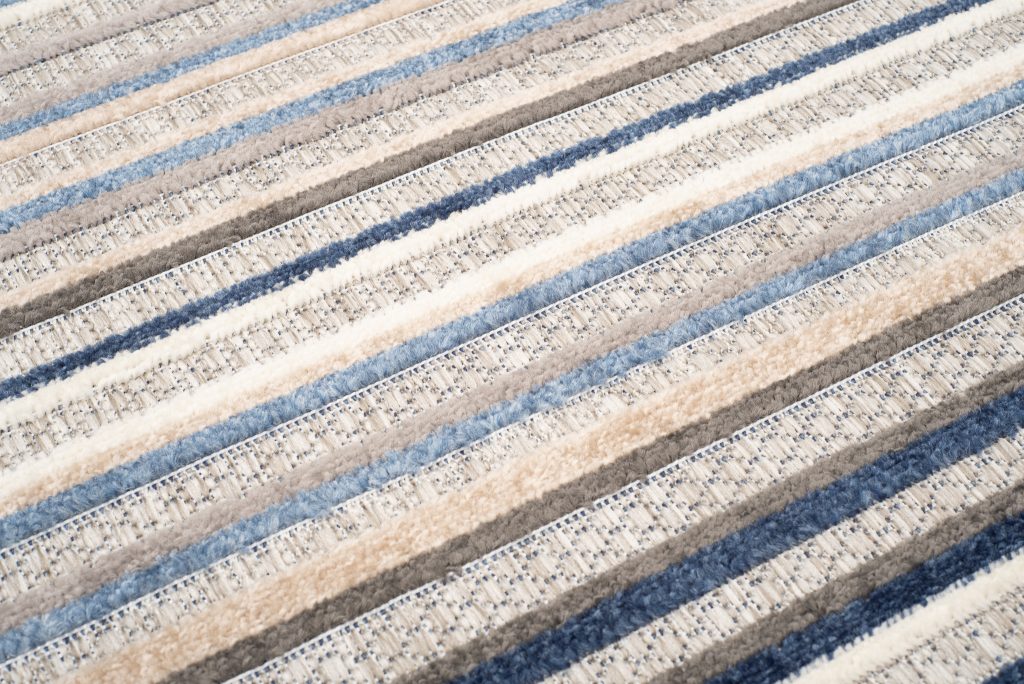Teppich Outdoor Patio Grau Blau Streifen