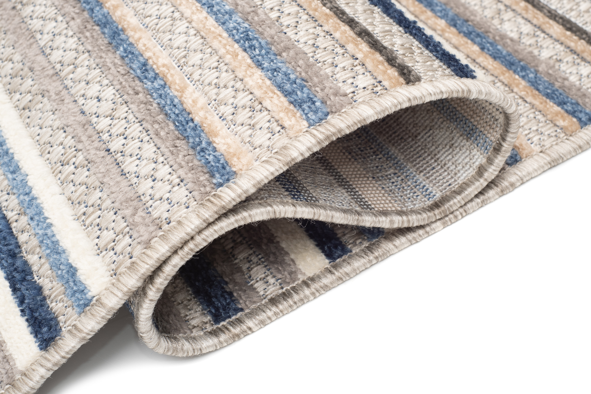 Teppich Outdoor Patio Grau Blau Streifen