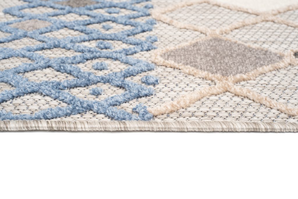 Teppich Outdoor Patio Grau Blau Ethno