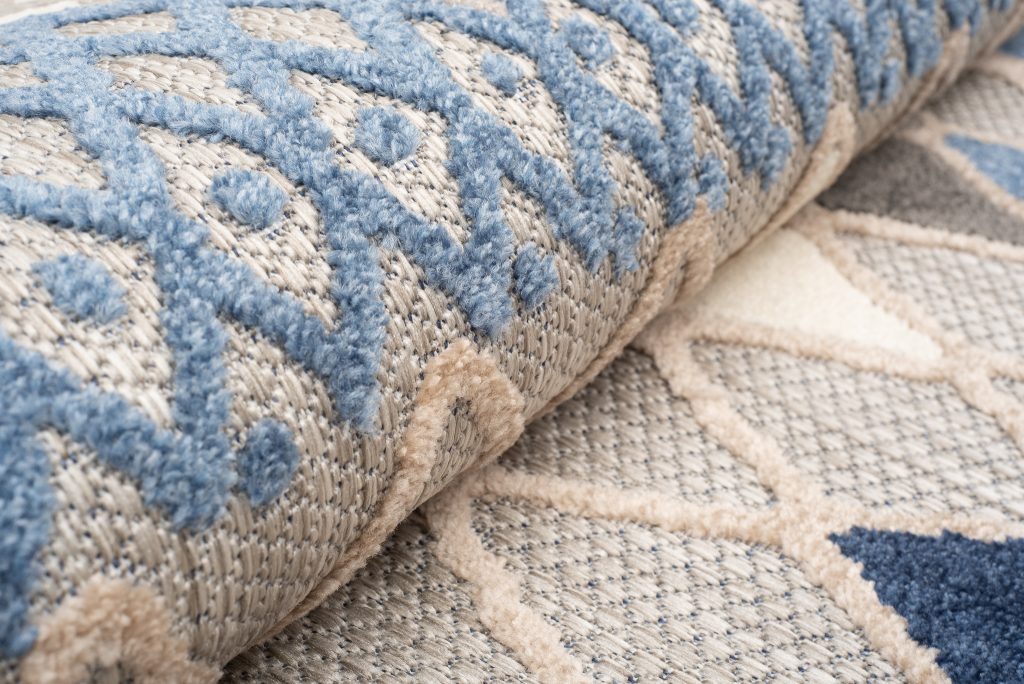 Teppich Outdoor Patio Grau Blau Ethno