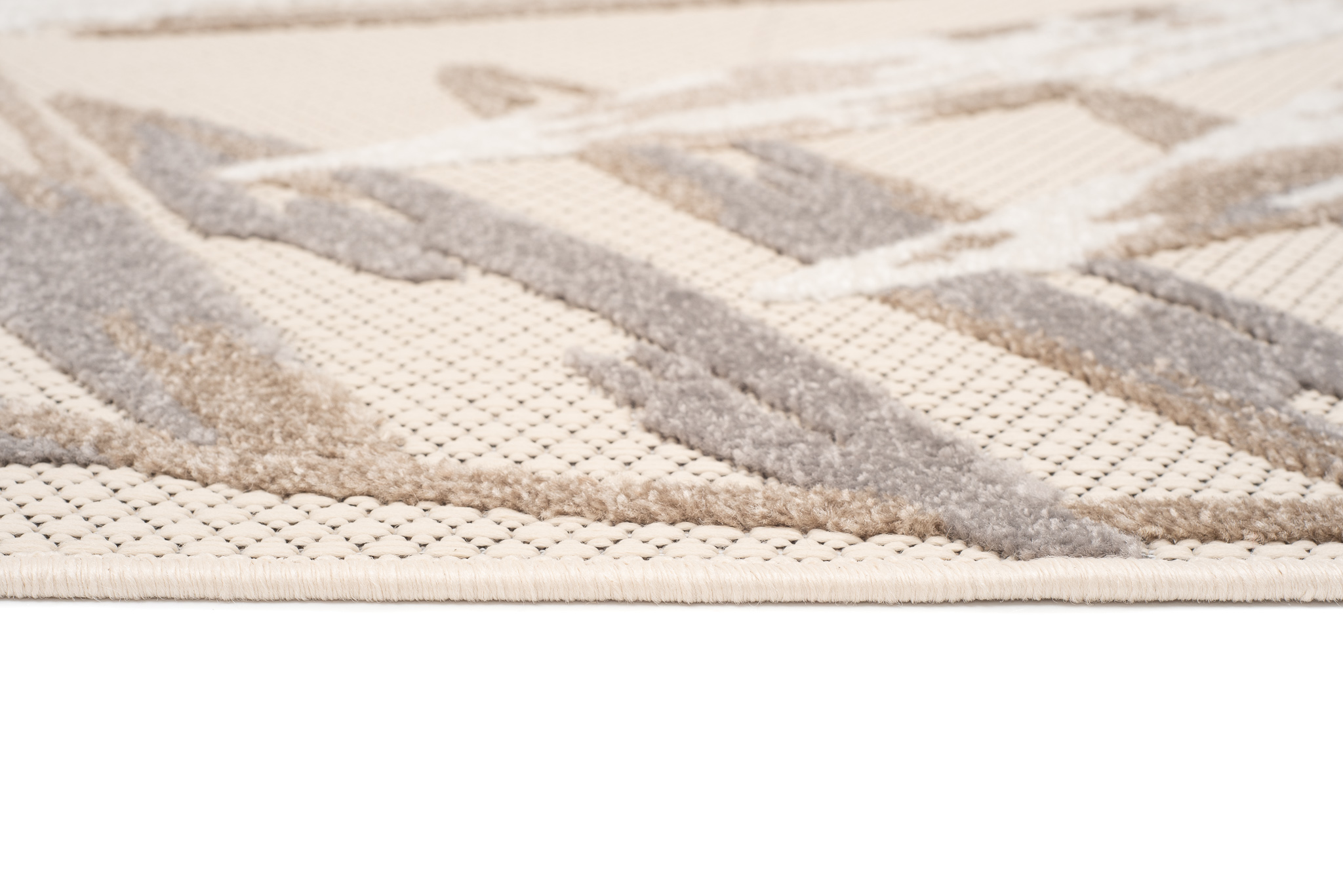 Teppich Outdoor Patio Creme Grau Blätter