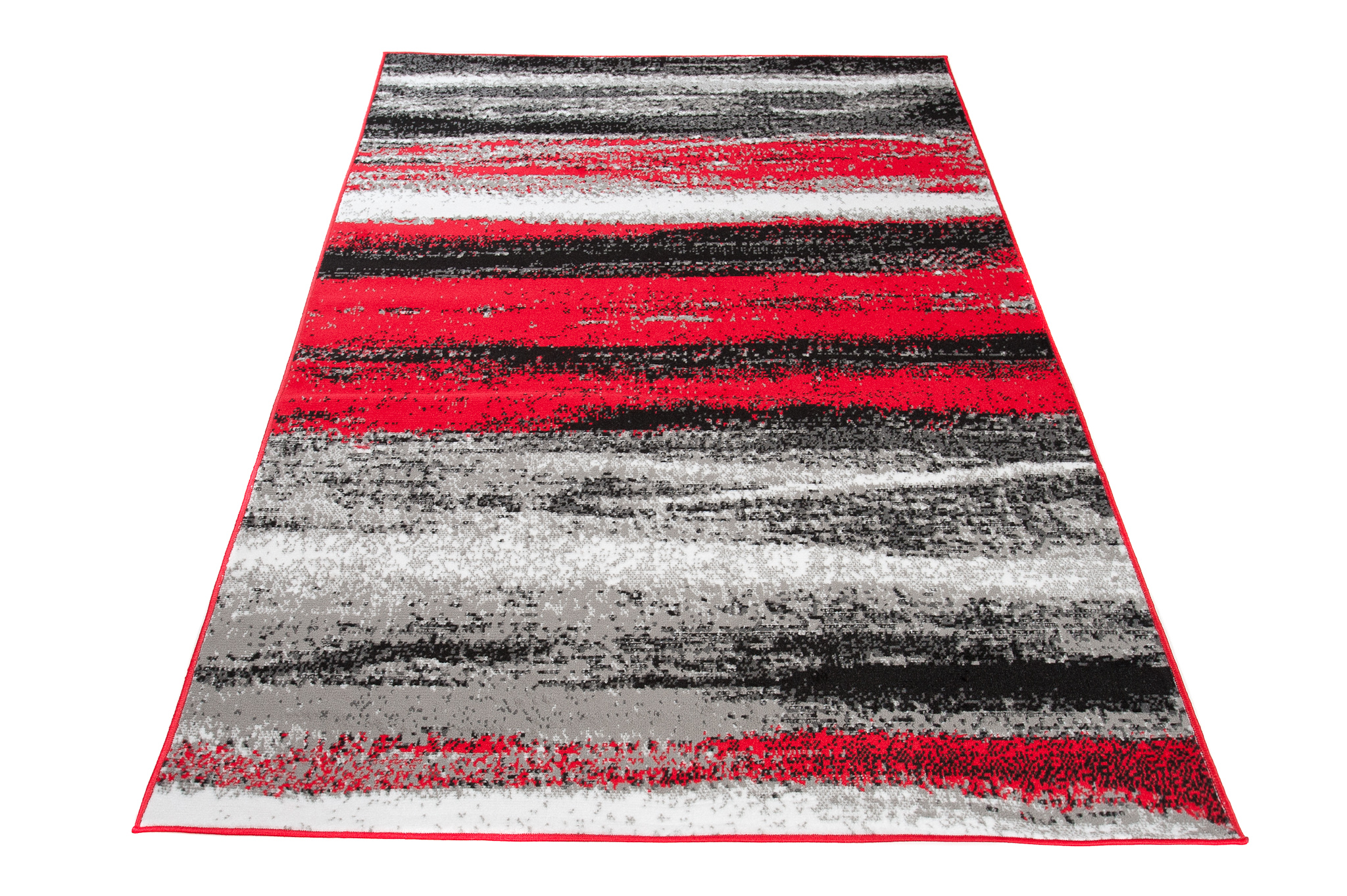 Teppich Maya Grau Rot Streifen