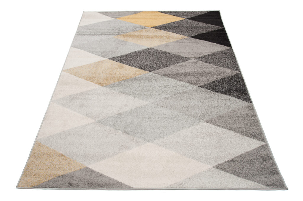 Teppich Lazur Grau Gelb Geometrisch Rauten