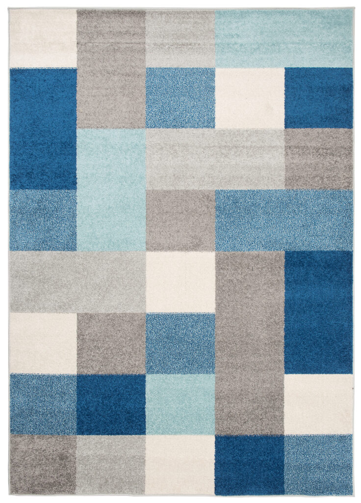 Teppich Lazur Grau Blau Geometrisch Vierecke