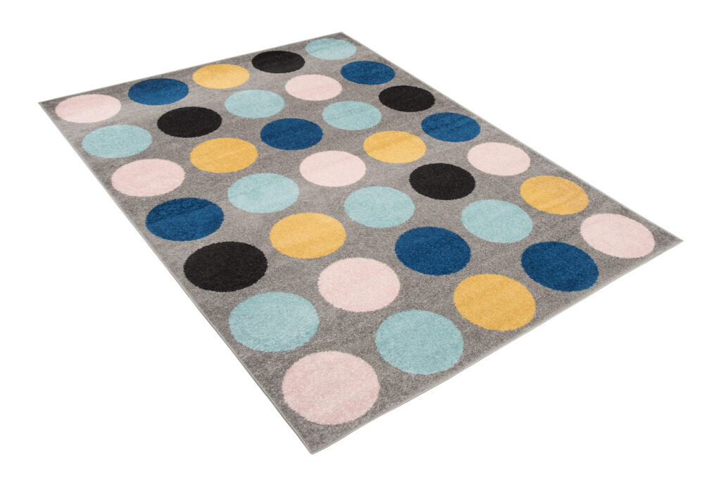 Teppich Lazur Grau Mehrfarbig Geometrisch Kreise