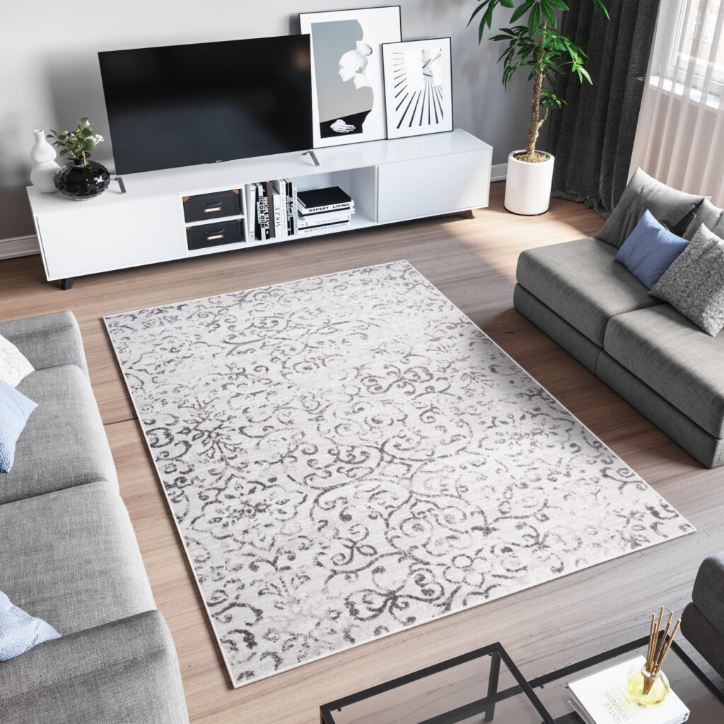 Teppich Sky Grau Vintage Floral Ornamente