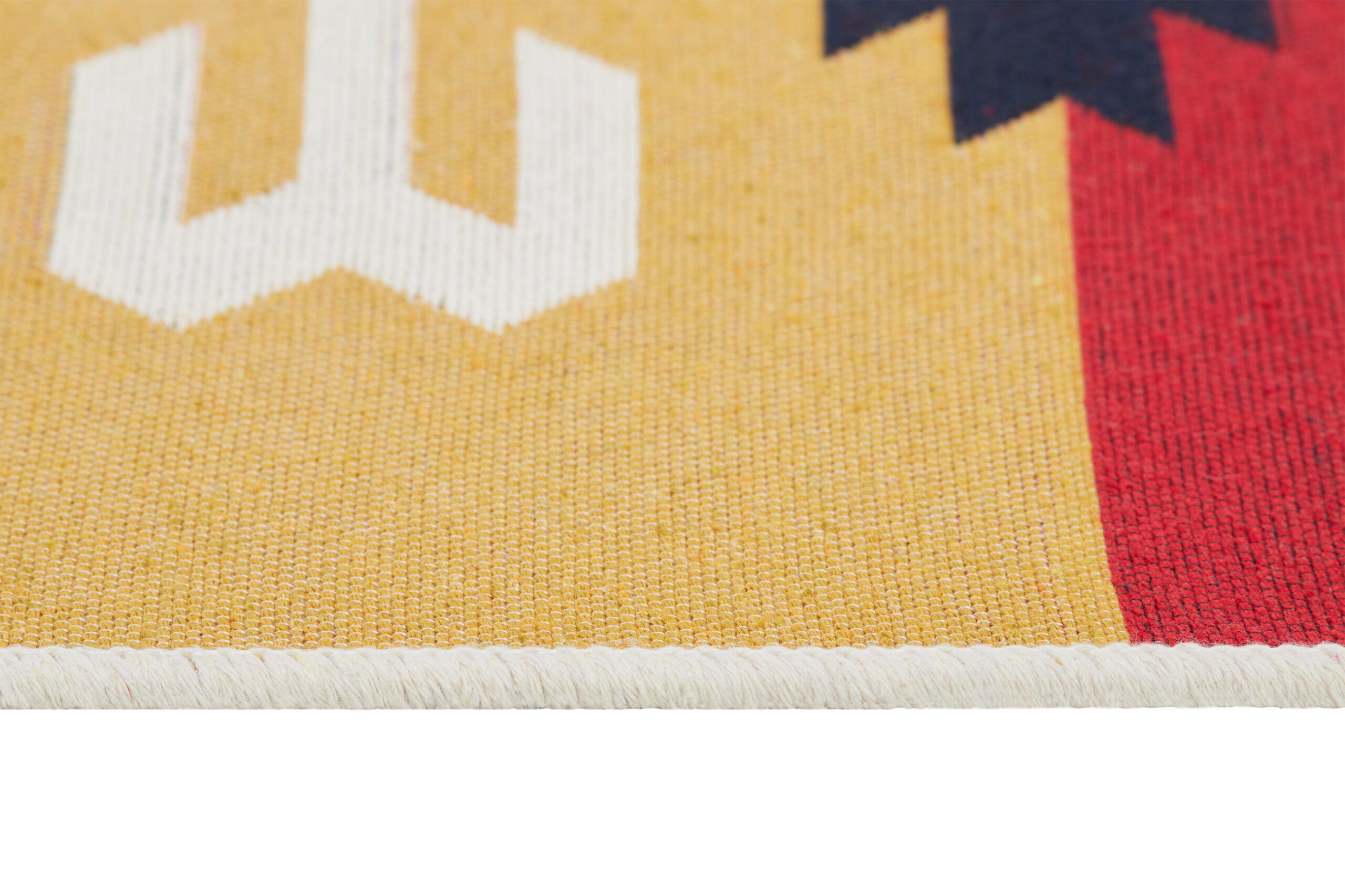 Teppich Azteca Baumwolle Rot Blau mit Fransen
