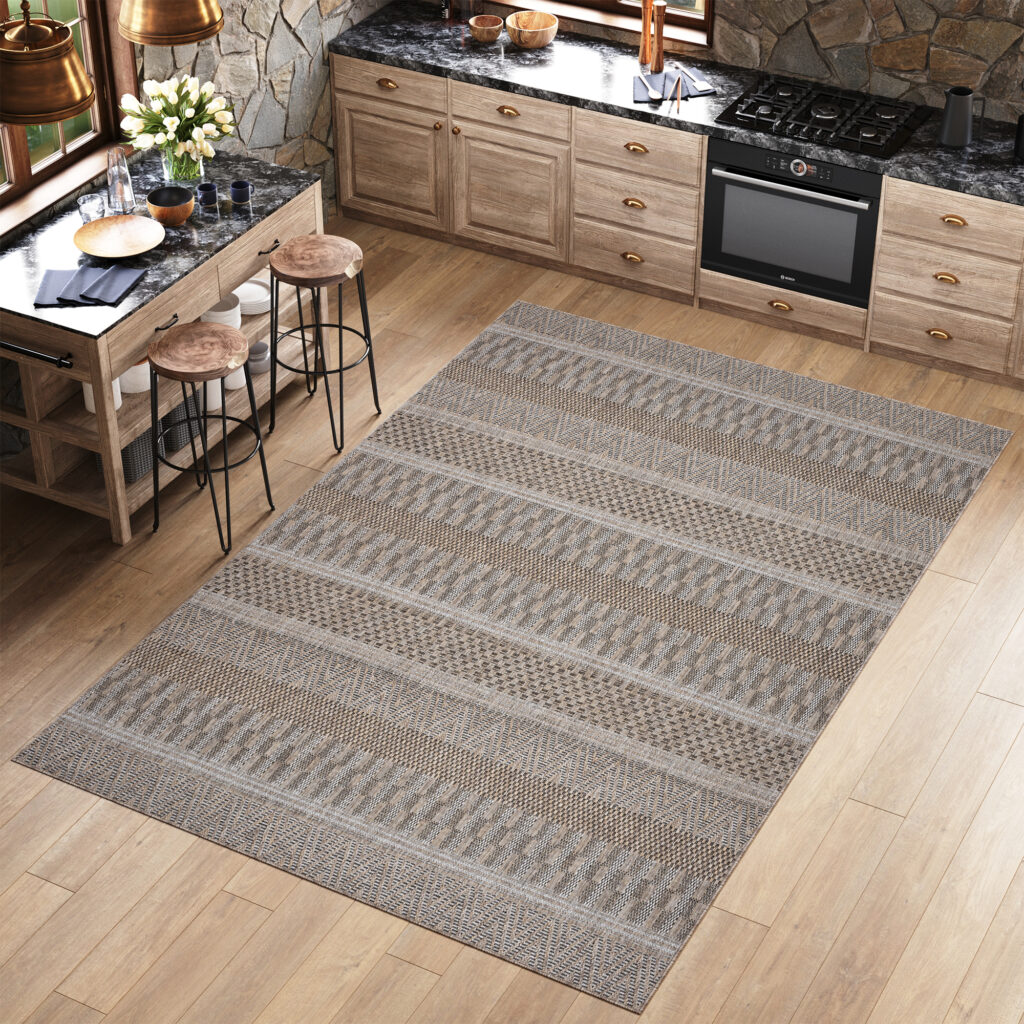 Teppich Melissa Braun Streifen Indoor Outdoor